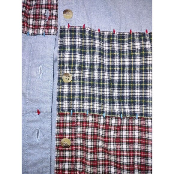 5/$25 Sz S Teacher Shirt Jacket Denim Patchwork Cotton ABCs Apple Books Plaid - Picture 4 of 7